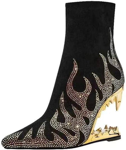 Women's Pointed High Heel Rhinestone Boots