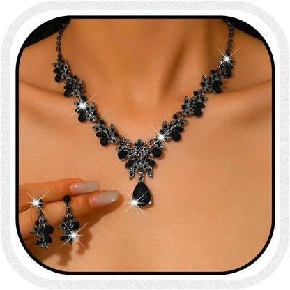 Rhinestone Bridal Necklace and Earrings Set - Elegant Wedding Jewelry for Women