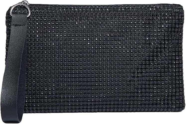 Verdusa Women's Rhinestone Evening Bag Clutch Handbags Glitter Wristlet Purse