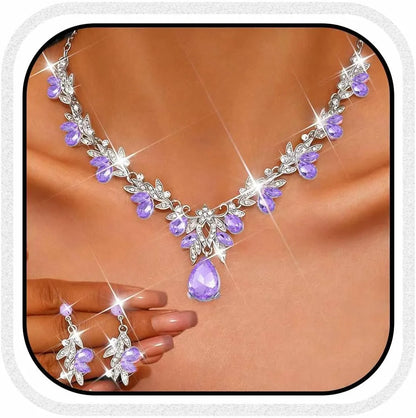 Rhinestone Bridal Necklace and Earrings Set - Elegant Wedding Jewelry for Women