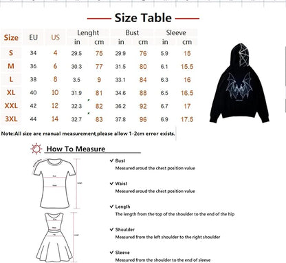 Womens Men Rhinestone Gothic Skull Spider Web Graphic Oversized Hoodies Jacket