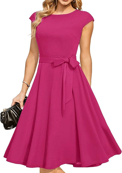 Vintage Cap Sleeve Cocktail Dress – Elegant Retro Homecoming Party Dress