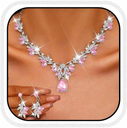 Rhinestone Bridal Necklace and Earrings Set - Elegant Wedding Jewelry for Women