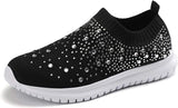 Women’s Rhinestone Mesh Slip-On Sneakers - Glitter Dance & Walking Sock Shoes