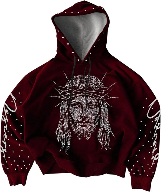 Men’s Y2K Graphic Hoodie - Streetwear Pullover Sweatshirt with Hooded Neck