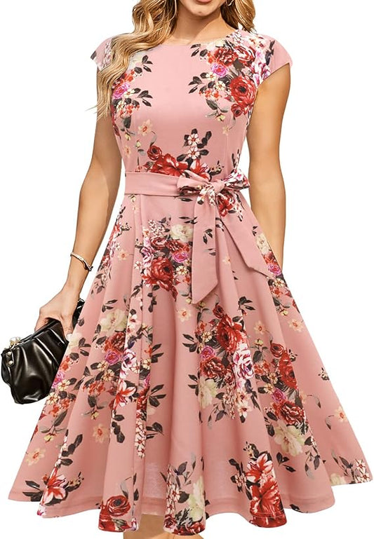 Vintage Cap Sleeve Cocktail Dress – Elegant Retro Homecoming Party Dress
