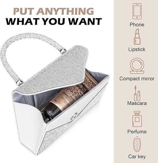 Women's Evening Small Glitter Rhinestone Clutch Purse