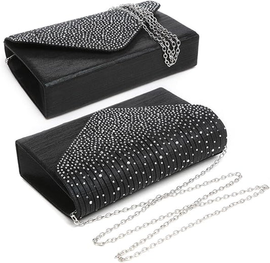 Dasein Ladies Frosted Satin Evening Clutch Purse Bag Crossbody Handbags Party Prom Wedding Envelope