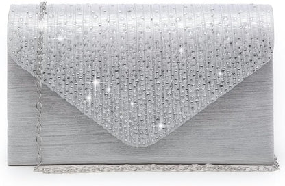 Dasein Ladies Frosted Satin Evening Clutch Purse Bag Crossbody Handbags Party Prom Wedding Envelope