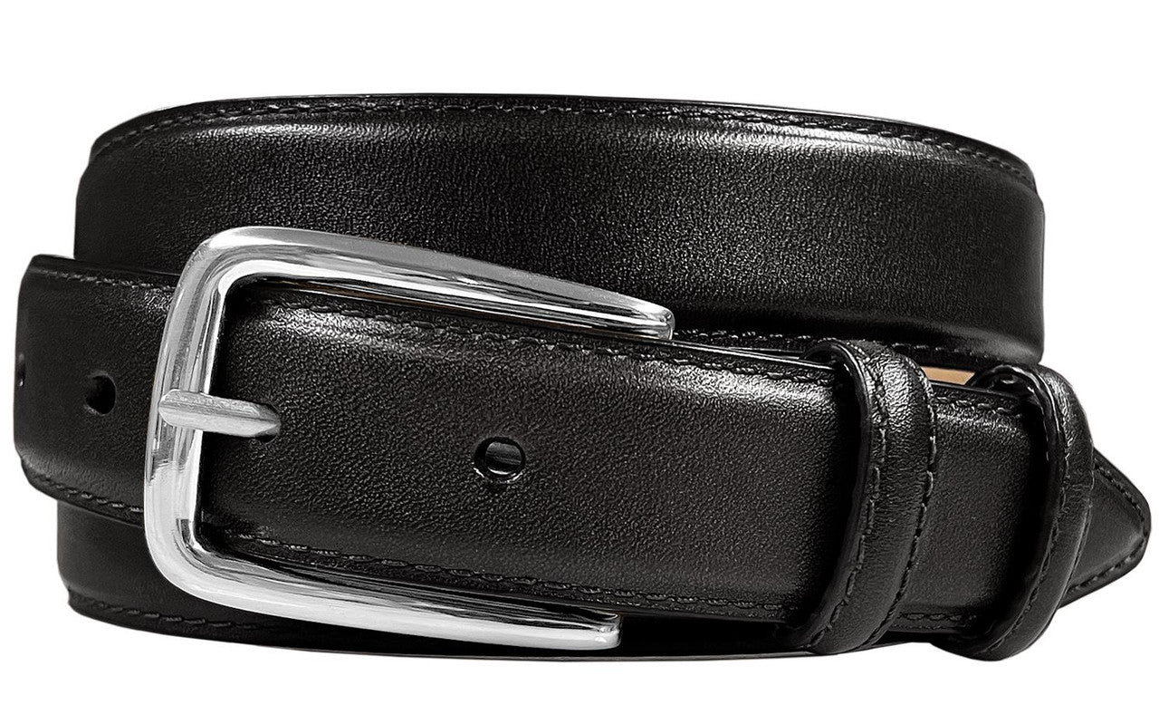 Armando Men's Dress Belt Solid Brass Buckle Italian Calfskin Genuine Leather Belt 1-1/8"(30mm) Wide