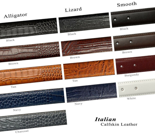 81208143 Italian Calfskin Genuine Leather Designer Dress Golf Belt 1-1/8"(30mm) Wide