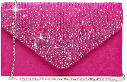 Dasein Ladies Frosted Satin Evening Clutch Purse Bag Crossbody Handbags Party Prom Wedding Envelope