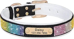 Soft Velvet Custom Dog Bling Collars with Warm Lining