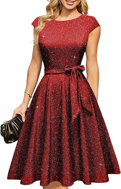 Vintage Cap Sleeve Cocktail Dress – Elegant Retro Homecoming Party Dress