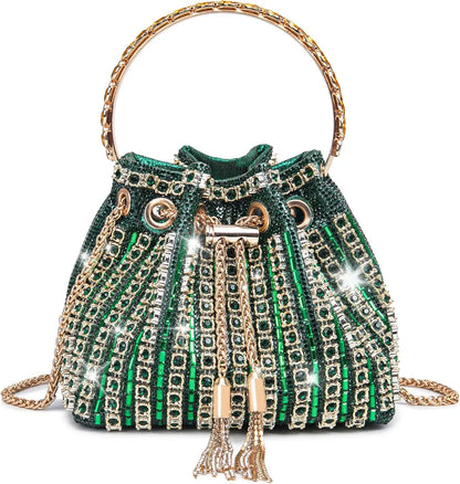 Bling Rhinestone Evening Bag for Women - Sparkly Crystal Clutch Purse Crossbody Handbag for Wedding, Prom & Party