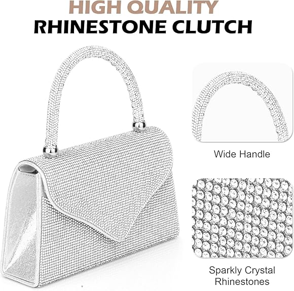 Women's Evening Bag Purse Clutch Bag Ladies Rhinestone Purses Glitter Small Handbags Party Wedding Prom