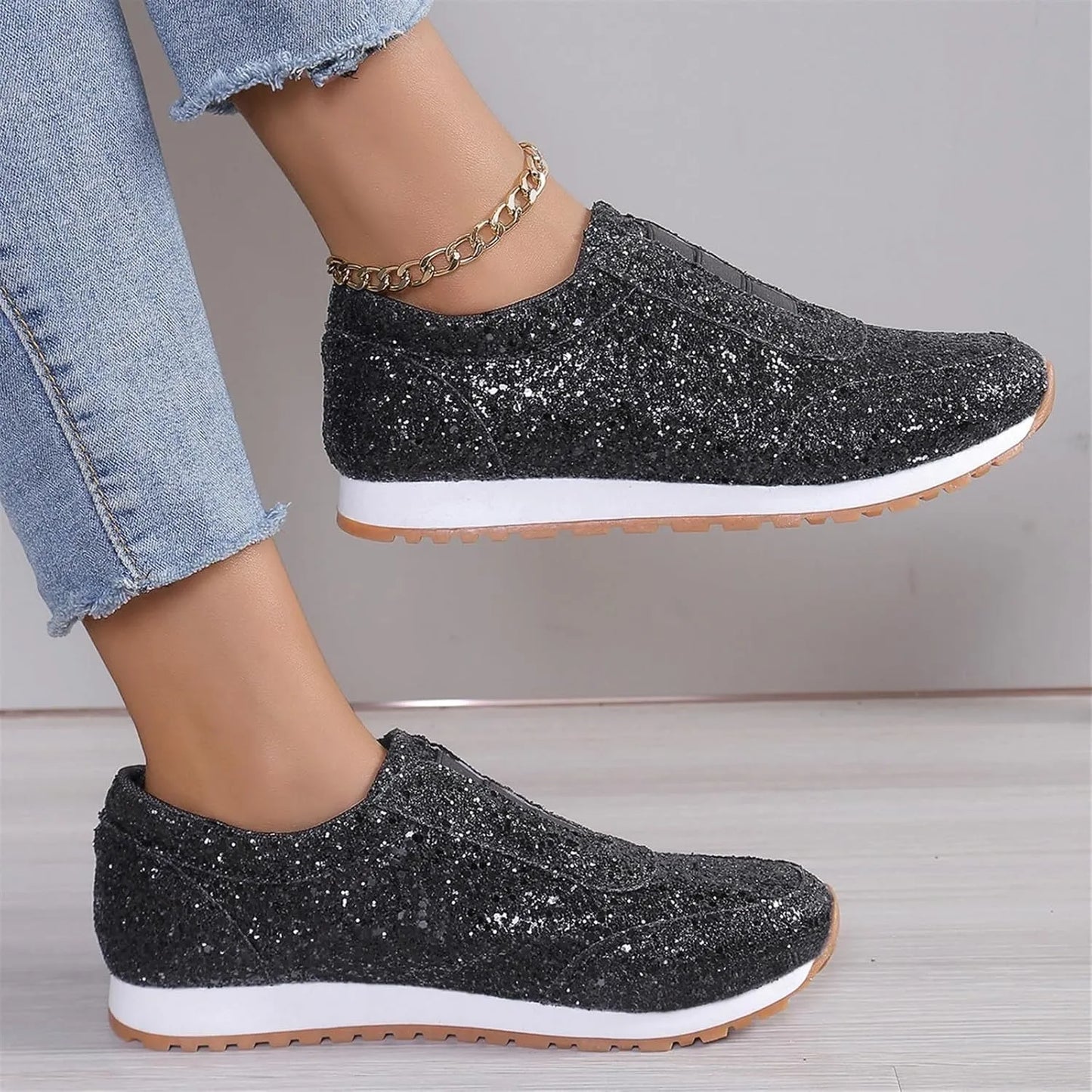 Sparkle Sneakers for Women – Lightweight Casual Walking Shoes