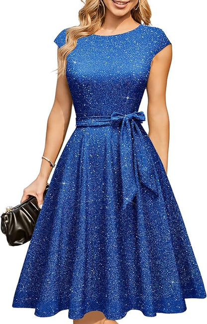 Vintage Cap Sleeve Cocktail Dress – Elegant Retro Homecoming Party Dress