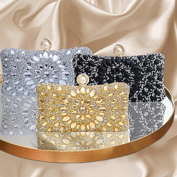 Sparkly Women's Evening Clutch Purses Rhinestone Bag Luxury Handbags For Weddings Formal Prom Party