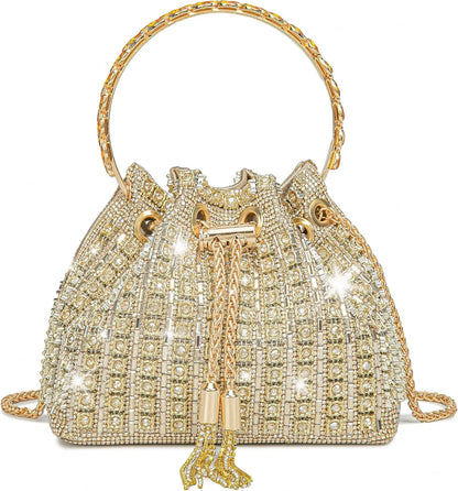 Bling Rhinestone Evening Bag for Women - Sparkly Crystal Clutch Purse Crossbody Handbag for Wedding, Prom & Party