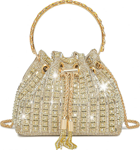 Bling Rhinestone Evening Bag for Women - Sparkly Crystal Clutch Purse Crossbody Handbag for Wedding, Prom & Party