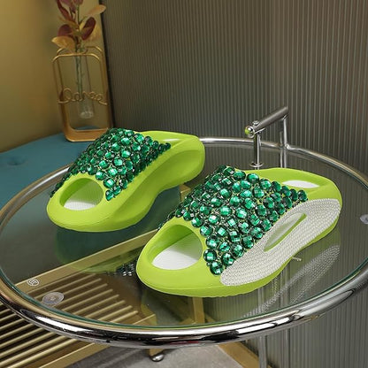 Belt Rhinestone Women’s Rhinestone Slide Mules – Closed Toe Comfort Flats