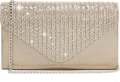 Dasein Ladies Frosted Satin Evening Clutch Purse Bag Crossbody Handbags Party Prom Wedding Envelope