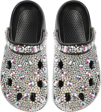 Belt Rhinestone Women’s Rhinestone Slide Mules – Closed Toe Comfort Flats