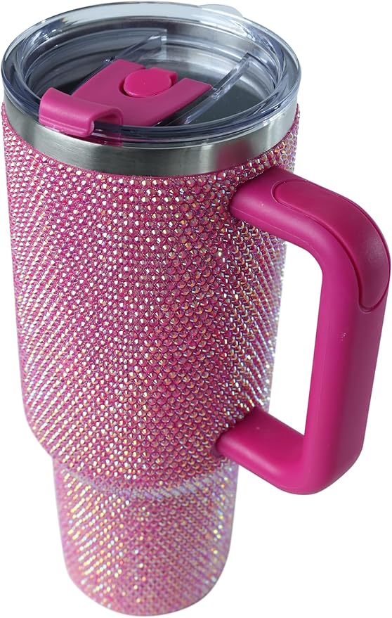 Belt Rhinestone 20 oz Stainless Steel Insulated Travel Mug – Spill-Proof Lid