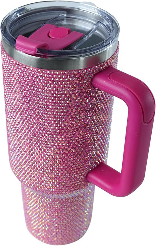 Belt Rhinestone 20 oz Stainless Steel Insulated Travel Mug – Spill-Proof Lid