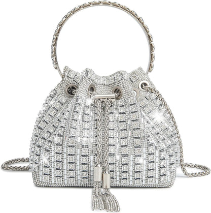 Bling Rhinestone Evening Bag for Women - Sparkly Crystal Clutch Purse Crossbody Handbag for Wedding, Prom & Party