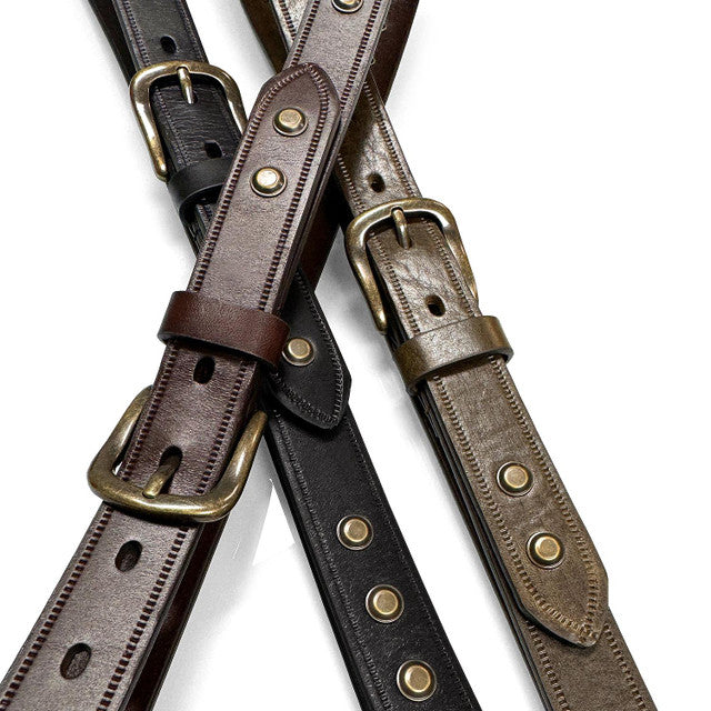 One Piece 100% Genuine Leather Belts for Women Studded Punk Dress Jean Belt 1"(25mm) wide