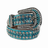 Aqua Blue Turquoise Strap With Diamond White & Aqua Blue Studded Rhinestone Belt