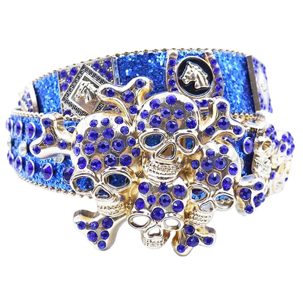 Belt Rhinestone Luxury Skull Rhinestone Western Belt