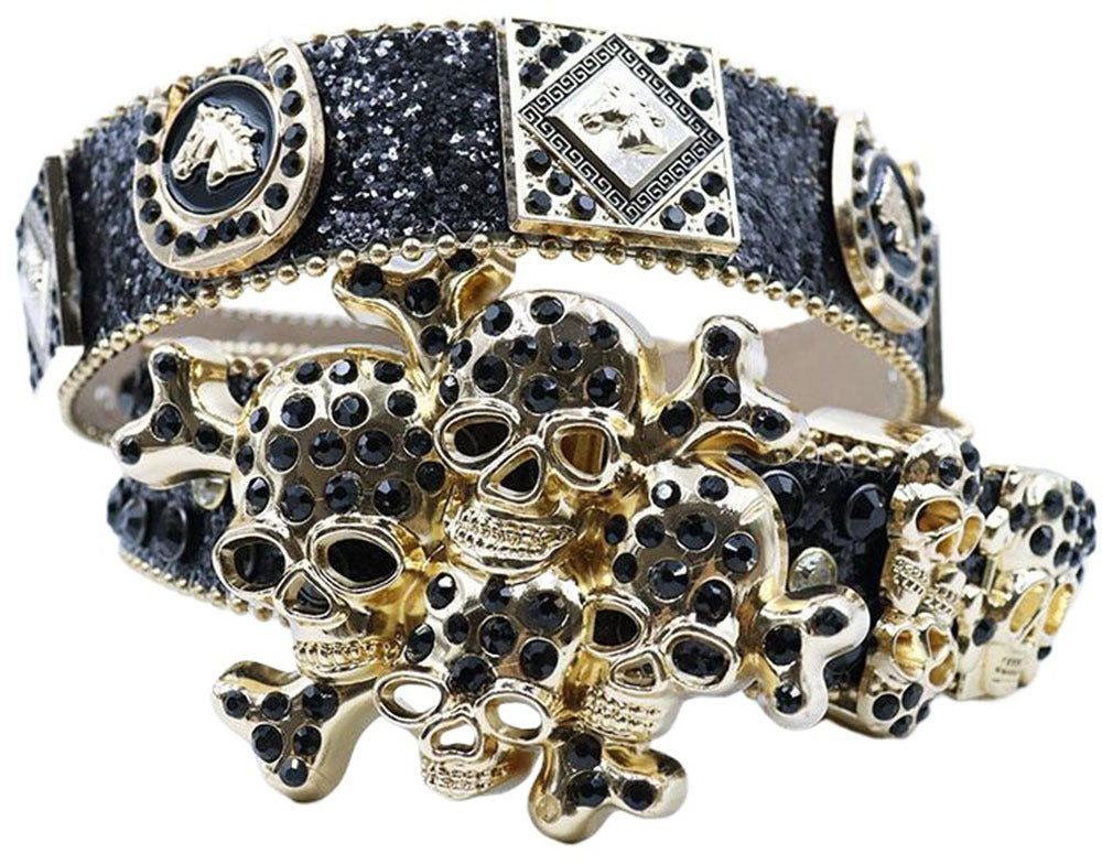 Belt Rhinestone Luxury Skull Rhinestone Western Belt
