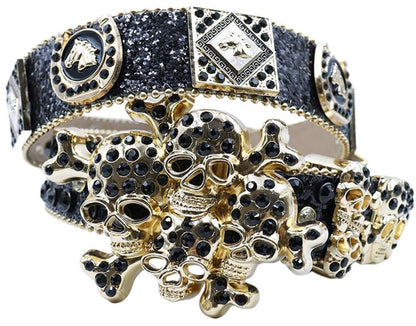 Belt Rhinestone Luxury Skull Rhinestone Western Belt