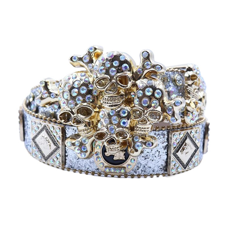 Belt Rhinestone Luxury Skull Rhinestone Western Belt