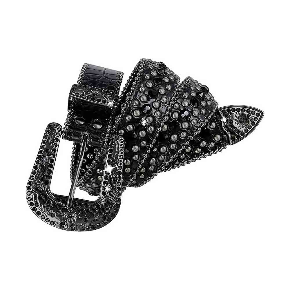 Black With Studs And Black Stones Studded Rhinestones Belts