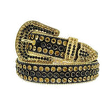 Black Strap With Black & Gold Studded Rhinestone Belt