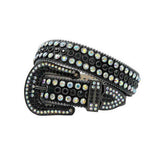 Black Strap With Black & Multi Color Studded Rhinestone Belt