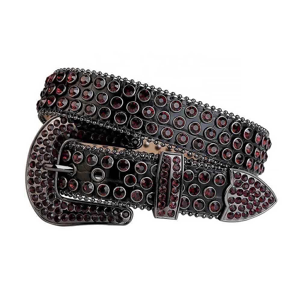 Black Strap With Brown Studded Rhinestone Belt