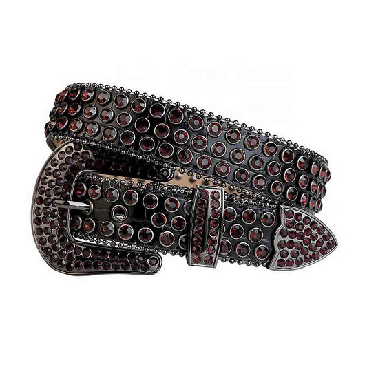 Black Strap With Brown Studded Rhinestone Belt