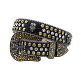 Black Strap With Gold & White Studded Rhinestone Belt