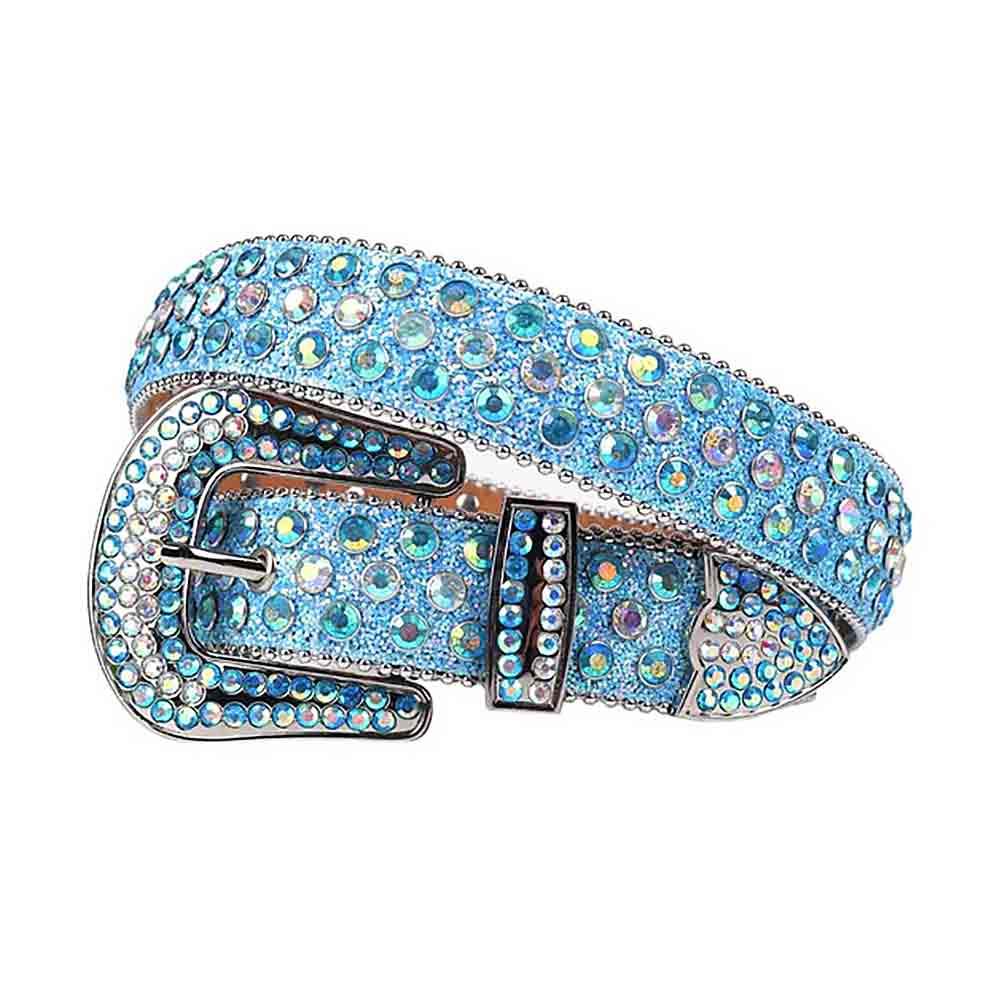 Blue Strap With Multi Color Studded Rhinestone Belt