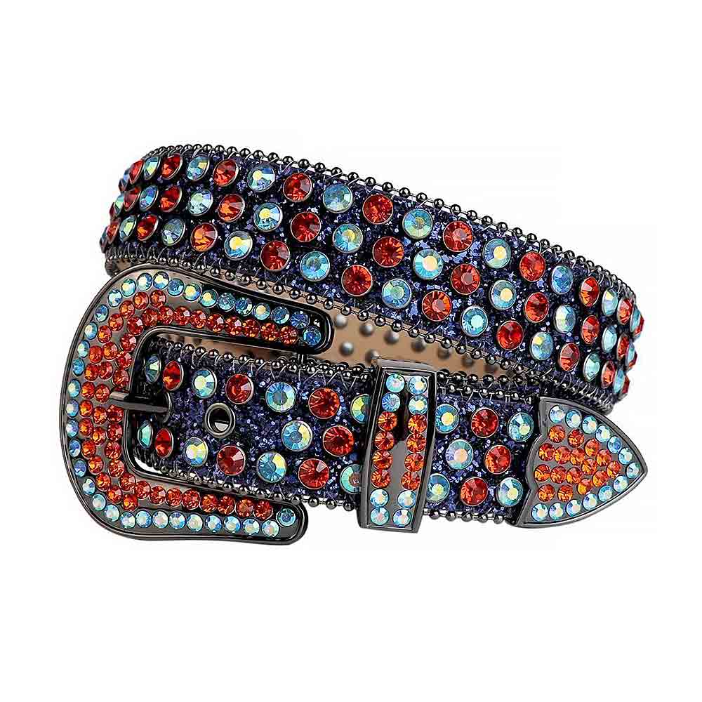 Blue Strap With Red & Blue Studded Rhinestone Belt