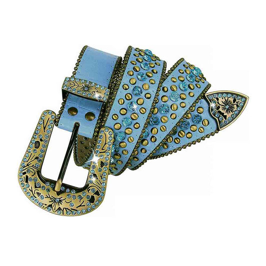 Blue With Studs And Blue Stones Studded Rhinestones Belts