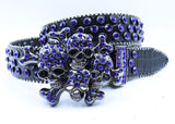 Blue Rhinestone Skull Belt 