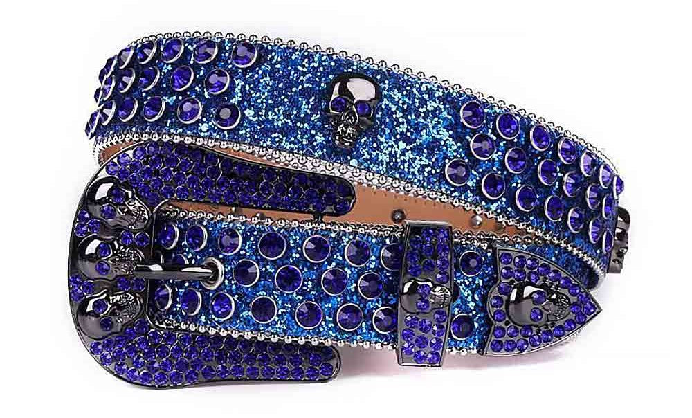 Blue Skull Men's Rhinestone Belt Buckle