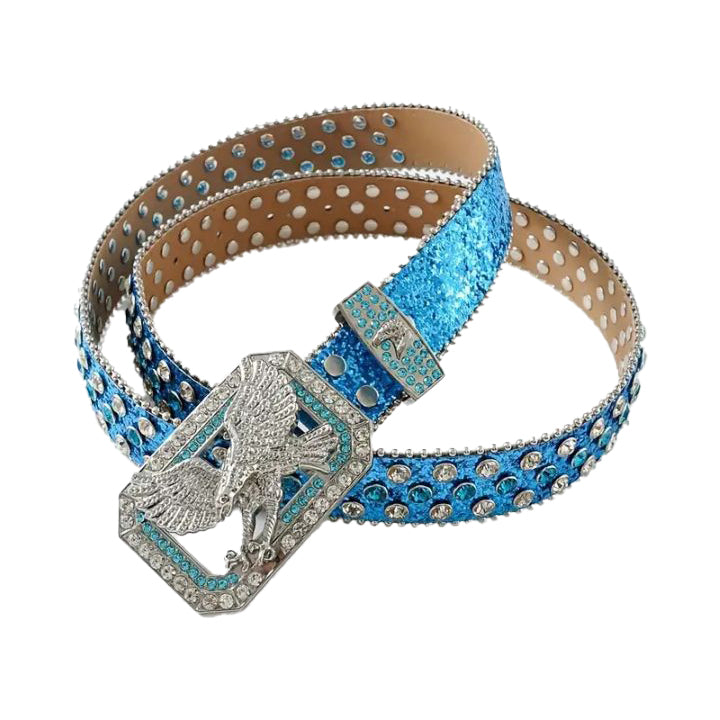 Blue Eagle Buckle Rhinestone Bling Belt – BRS-154