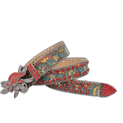 Pirate Skull Rhinestone Belt with Diamond Embellishments – BRS-155